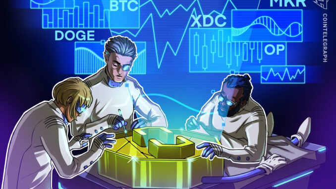 DOGE, MKR, OP and XDC gather strength as Bitcoin price remains range-bound